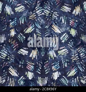 Motif géométrique « Happy Geo » sans coutures bleu marine et blanc Banque D'Images