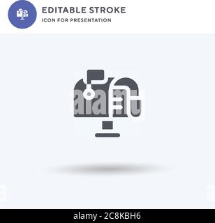 Boîte à lettres, vecteur d'icône, signe plat rempli, pictogramme solide isolé sur blanc, illustration du logo. Icône de boîte aux lettres pour la présentation. Illustration de Vecteur