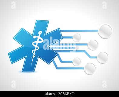 Conception d'illustration de connexion de circuit médical sur blanc Illustration de Vecteur