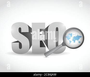 SEO World map Review illustration design sur blanc Illustration de Vecteur