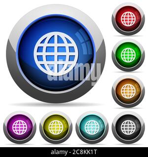 Ensemble de boutons ronds globe brillant. La structure de la couche organisé. Illustration de Vecteur