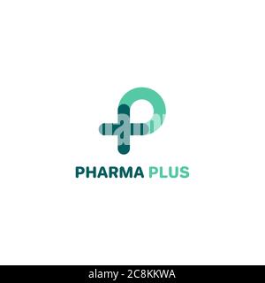 P logo, P avec logo plus. Logo médical Illustration de Vecteur