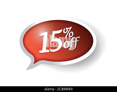 15 % de remise sur le motif d'illustration de la bulle de message sur blanc Illustration de Vecteur