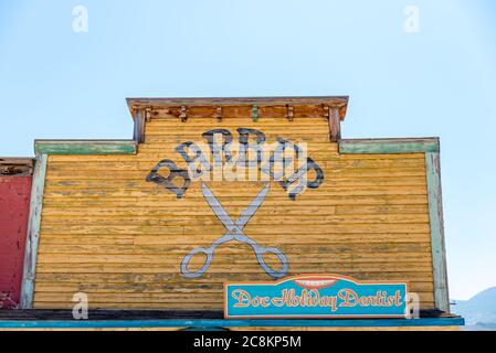 Bâtiment de barbier à l'ouest de la ville film paysage dans le désert de Tabernas Banque D'Images
