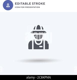 Archéologue vecteur d'icône, signe plat rempli, pictogramme solide isolé sur blanc, illustration du logo. Icône archéologue pour la présentation. Illustration de Vecteur