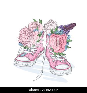 Des baskets magnifiques. Illustration vectorielle pour une image ou une affiche. Chaussures pour jeunes. Sports, course à pied et marche. Illustration de Vecteur