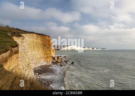 Les falaises de Seven Sisters à Sussex, vues depuis Hope Gap Banque D'Images