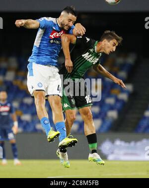 Naples, Campanie, Italie. 25 juillet 2020. Pendant le match de football italien Serie A SSC Napoli vs US Sassuolo le 19 juillet 2020 au stade San Paolo à Naples.in photo: MANOLAS crédit: Fabio Sasso/ZUMA Wire/Alay Live News Banque D'Images