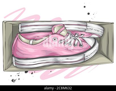 Des baskets magnifiques. Illustration vectorielle pour une image ou une affiche. Chaussures pour jeunes. Sports, course à pied et marche. Illustration de Vecteur