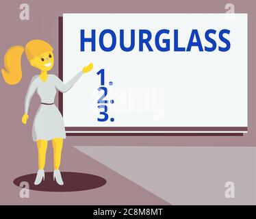 Écriture manuscrite conceptuelle montrant Hourglass. Concept instrument de mesure du temps consistant en un récipient en verre avec analyse de présentation de l'audio vis Banque D'Images