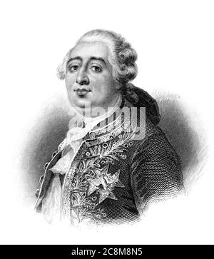 Un portrait gravé d'illustration du roi Louis XVI pendant la Révolution française en France d'un livre victorien daté de 1881 qui n'est plus en copie Banque D'Images