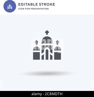 Symbole du Sacré coeur, signe plat rempli, pictogramme solide isolé sur blanc, illustration du logo. Icône Sacré cœur pour la présentation. Illustration de Vecteur