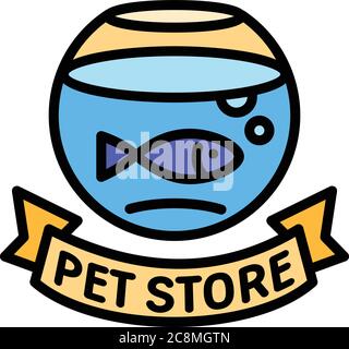 Logo de la boutique d'animaux de compagnie de poisson. Contour de la boutique de poissons animaux de compagnie logo vectoriel pour la conception de Web isolé sur fond blanc Illustration de Vecteur