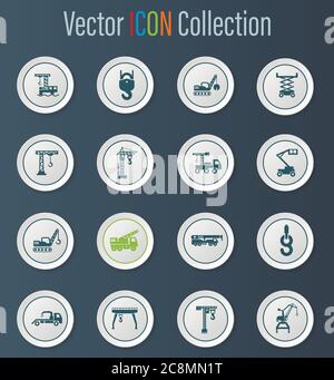 Grue et machines lifing icon set Illustration de Vecteur