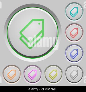 Ensemble de boutons-poussoirs à tête fraisée de marquage de couleur. Illustration de Vecteur