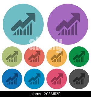 Icône de graphique à couleur montante sur fond rond. Illustration de Vecteur