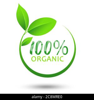 logo vectoriel 100 % organique isolé sur fond blanc. Banque D'Images