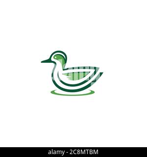 Logo vert canard sarcelle et motif icône Illustration de Vecteur