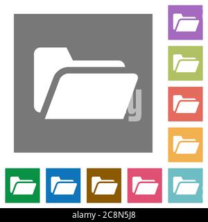 Icône d'ouverture de dossier sur fond carré de couleur. Illustration de Vecteur