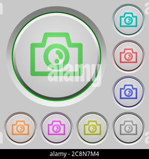 Ensemble de boutons-poussoirs à tête fraisée pour caméra couleur. Illustration de Vecteur