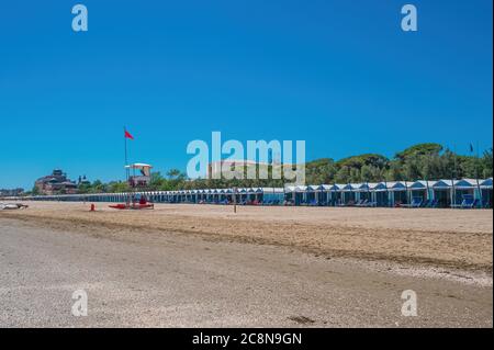 La célèbre plage du Lido de Venise en Italie Banque D'Images