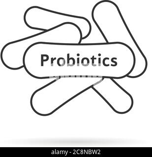 icône probiotiques à ligne fine noire Illustration de Vecteur