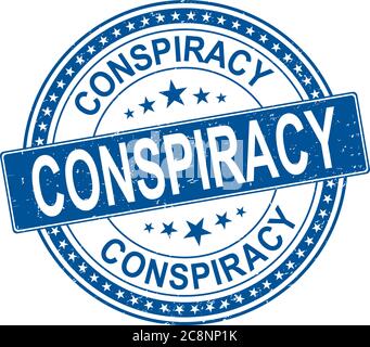bleu conspiration. emblème de logo en caoutchouc rond grundy Illustration de Vecteur