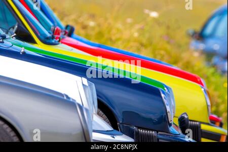 Les passionnés de voitures Porsche se rassemblent sur la côte sud du Royaume-Uni. Banque D'Images