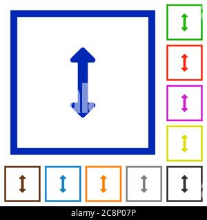Ensemble de couleurs encadrées par un carré Redimensionner les icônes verticales plates sur fond blanc Illustration de Vecteur