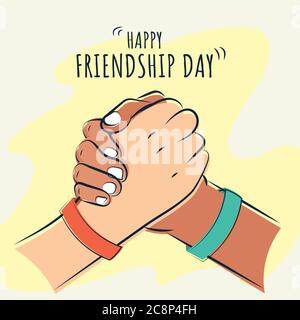 Happy Friendship Day, affiche d'illustration de la poignée des amis, vecteur Illustration de Vecteur