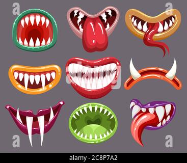 Set de mouths de monstres Illustration de Vecteur