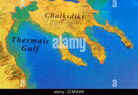 Carte géographique du pays européen Grèce avec Chalkidiki Banque D'Images