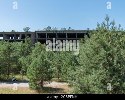 KDF Ruinen von Plora Binz, Kraft durch Freude Seebad, Stahlskelett Stahlbeton ruines nazies à plora le colosse de plora abandonné des bâtiments Banque D'Images