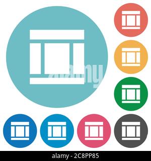 Icône de mise en page Web à trois colonnes plates définie sur fond de couleur ronde. Illustration de Vecteur