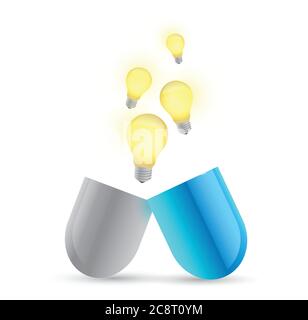 Idea Pills Medicine illustration design sur un fond blanc Illustration de Vecteur