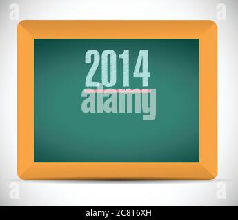 2014 écrit sur un tableau noir. dessin d'illustration sur fond blanc Illustration de Vecteur