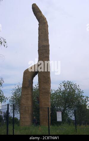 Kletterturm Spandau des AlpinClub Berlin (DAV) e.V. im Falkenhagener Feld / Spektenfeld à Berlin-Spandau am Spektesee Banque D'Images