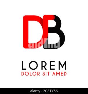 Lettre DB initiale avec rouge noir et coins arrondis Illustration de Vecteur
