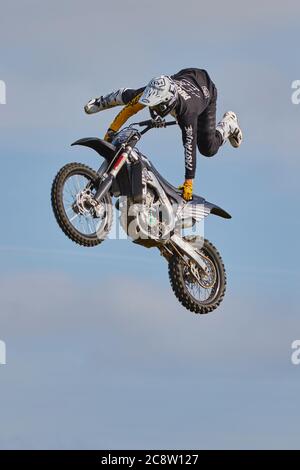 Une promenade en moto au Royal Bath and West Show, un spectacle agricole annuel près de Shepton Mallet, Somerset, Grande-Bretagne. Banque D'Images