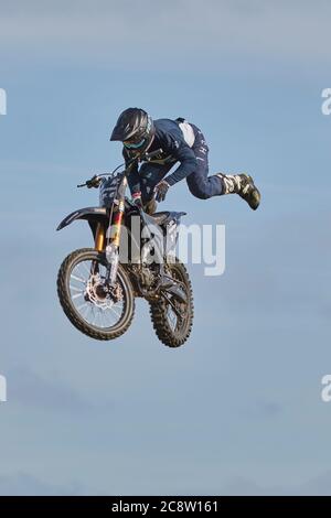 Une promenade en moto au Royal Bath and West Show, un spectacle agricole annuel près de Shepton Mallet, Somerset, Grande-Bretagne. Banque D'Images