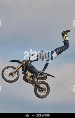 Une promenade en moto au Royal Bath and West Show, un spectacle agricole annuel près de Shepton Mallet, Somerset, Grande-Bretagne. Banque D'Images