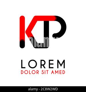 Lettre initiale KP avec rouge noir et coins arrondis Illustration de Vecteur
