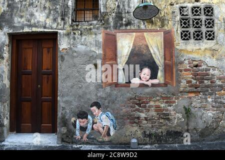 Kwai Chai Hong, dans les rues arrière du quartier chinois de Kuala Lumpur, abrite des œuvres d'art de rue très créatives et impressionnantes Banque D'Images