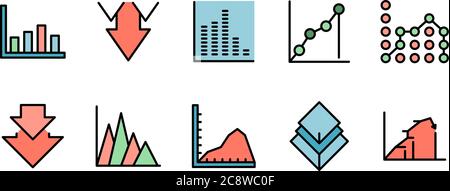 Les icônes de régression définissent le vecteur à plat Illustration de Vecteur