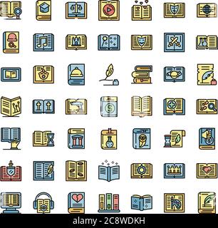 Les icônes de genres littéraires définissent le vecteur à plat Illustration de Vecteur