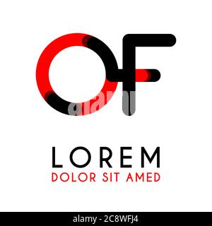 Lettre initiale DE avec rouge noir et coins arrondis Illustration de Vecteur