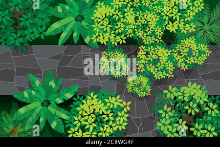 pont en marbre topview en forêt Illustration de Vecteur