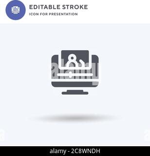 Icône de séminaire en ligne, affiche plate remplie, pictogramme solide isolé sur blanc, illustration du logo. Icône de webinaire pour la présentation. Illustration de Vecteur