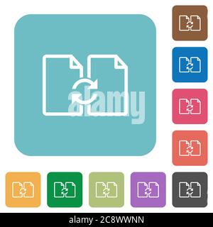 Plate Permuter les icônes de documents sur des fonds carrés arrondis. Illustration de Vecteur