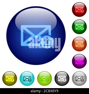 Jeu de couleurs envoi de boutons de toile de verre de courrier. Illustration de Vecteur